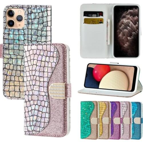Phone Case for iPhone 13 12 11 Pro Max XS XR SE 2020 8 7 Plus Ladies Wallet Flip Cover Luruxy Glitter Leather Bags Cards Stand