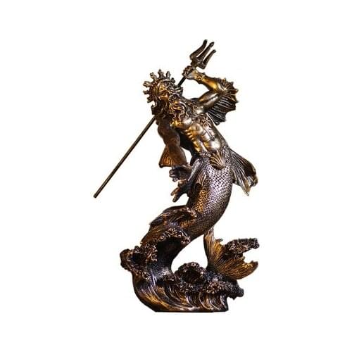 Ancient Greek mythology warrior handicraft figure sculpture Poseidon home decoration office culpture crafts statue