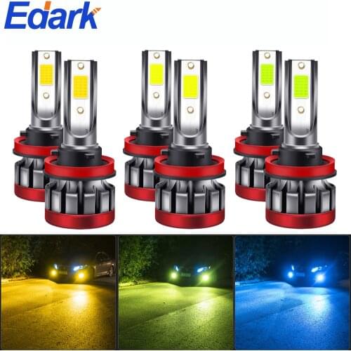 Edark 2pcs H8 H11 880/881 P13W LED Fog Light Bulbs Car LED Fog Lamp Three Colors Fog Light Headlight Headlamp 60000LM 60W