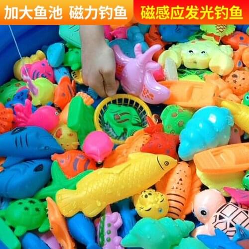 Play with water fish toy children magnetism pond suit child kitten fishing rod 1-2 years old Boys and girls