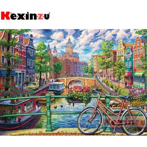 Kexinzu new 2019 5D DIY Full Square/Round Diamond Painting"City bike"3D Embroidery Cross Stitch handcraft work Home Decor X7589