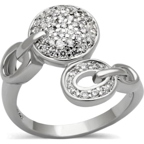 Rhodium Brass Ring with AAA Grade CZ in Clear