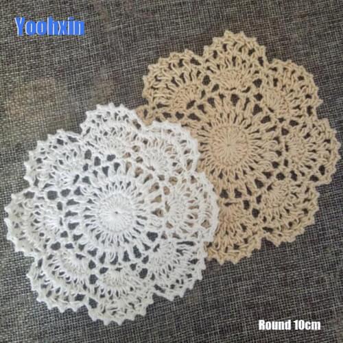 Modern Lace Round cotton table place mat dish pad Cloth crochet pan placemat cup mug tea coaster handmade dining doily kitchen