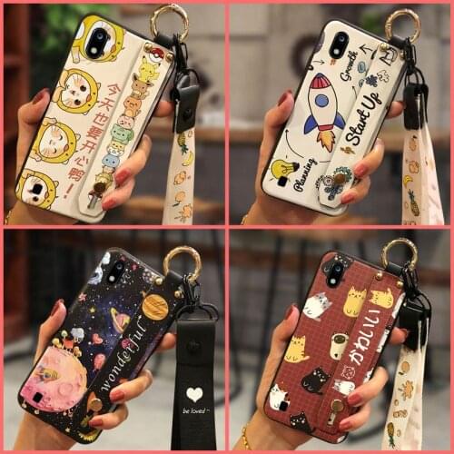 Soft Case Anti-knock Phone Case For ZTE Blade A7 2019 Wrist Strap Silicone Phone Holder Kickstand