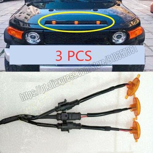 NEW For Toyota FJ Cruiser 2007-2014 Hood LED Light Raptor Style Grill Trim Cover 3PCS car accessories