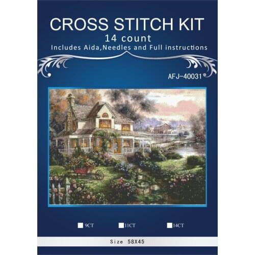 Oneroom Lovely Hills house Embroidery Crafts Needlework 14CT Unprinted Arts Cross Stitch Kits DMC DIY Quality