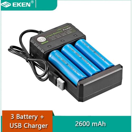 Original EKEN 18650 battery 2600mAh and USB battery charger