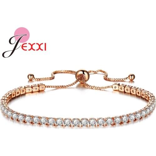 Genuine Austrian Crystal Bracelets For Women White CZ Stone Link Chain Charm Bracelet Best Gift For Lover Wedding 925 Silver