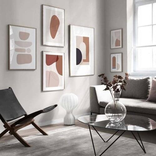 Blush Pink Abstract Geometric Scandinavia Wall Art Pictures Canvas Paintings Posters and Prints for Living Room Home Decorative