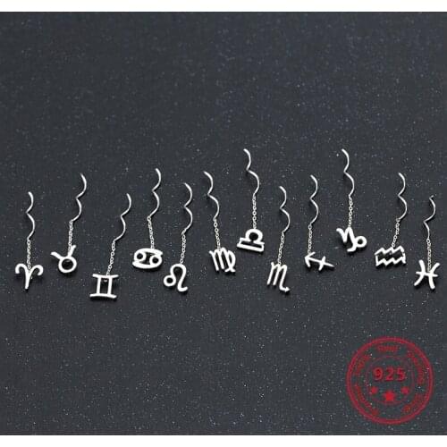 Minimalism Fashion 925 Sterling Silver Twelve Constellations Womens Earrings Ear Line Luxurious Jewelry Temperament Gift