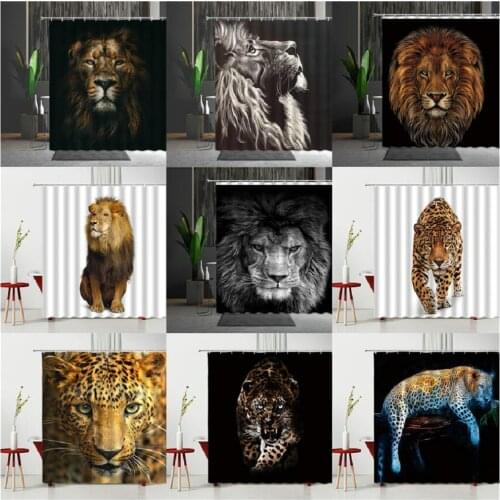 Wild Animals Bath Curtains Ferocious Lion African Leopard Bathroom Decorative Shower Curtains Bathtub Decoration Multiple Size