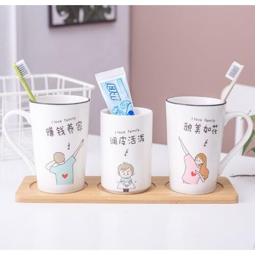 Couple mouthwash cup Family of three wash Set toothbrush cup High-grade ceramics Home Hotel Supplies