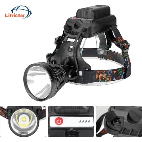 P70 LED Headlight 4-Mode Lighting Adjustable Angle Head Lamp Camping Hunting Head Torch by 8000mAh Rechargeable Lithium Battery