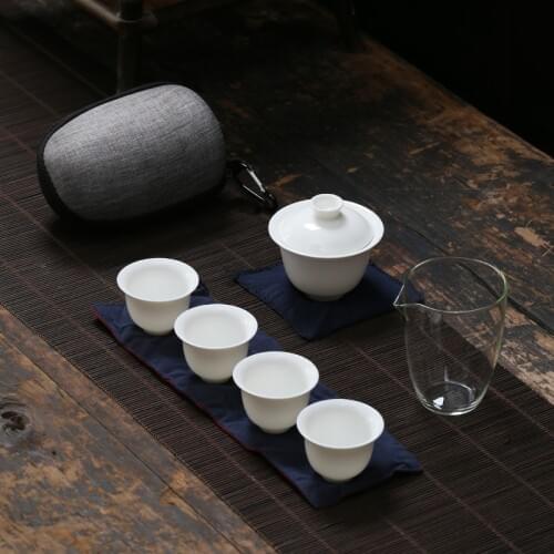 TANGPIN white ceramic teapot gaiwan porcelain teacups a tea sets portable travel tea set drinkware