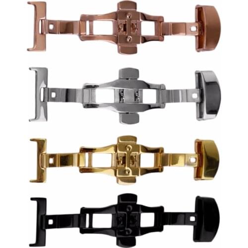 Stainless Steel Durable Double Folding Butterfly Buckle Watch Bands Deployment Clasp Watches Accessories 18MM/20MM/22MM 4 Colors