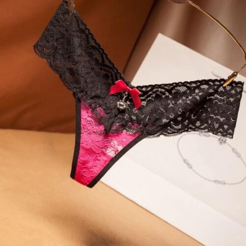 Lace G-String Panties Women Sexy Low Waist Temptation Panty Flower Embroidery Lace Bow Pendant Decorative Thong Underwear