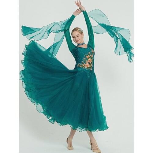 Pink sequins standard ballroom dress for ballroom dancing tango dance dress Embroidery waltz dress dance clothes women ball gown