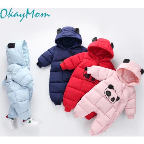 2019 OkayMom Toddler Baby Winter Coats Clothes Newborn Warm Hooded Snow Wear Overalls Baby Boy Girl Snowsuit Down Parka Clothing
