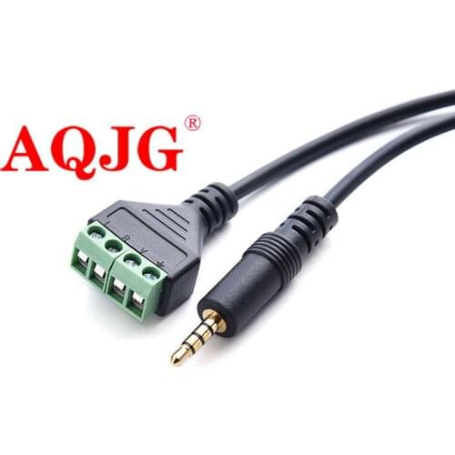 3.5mm TRRS Stereo 4 Pole Gold Plated Male Plug to 4Pin AV Screw Audio Video Shield 30cm Balun Terminal Connector Adapter Cable