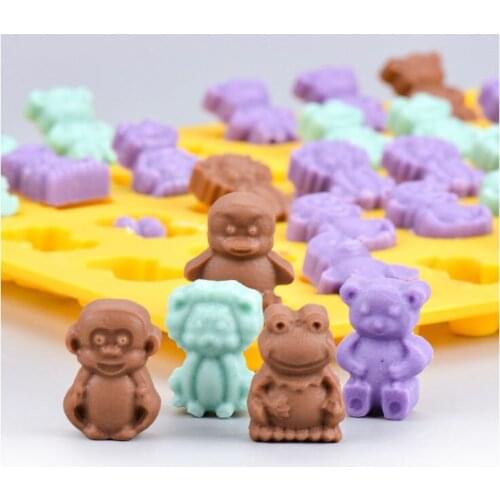 44 Hole Cartoon Animal Shape Chocolate Mold Cute Animal Biscuit Silicone Mold Mold For Baking