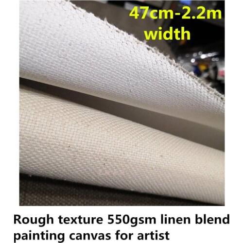 5m roll Rough texture 550gsm heavy linen blend canvas roll with roll package