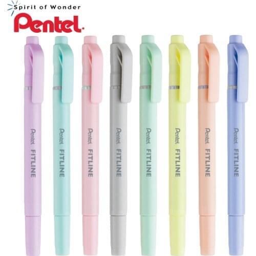 8Pcs Japanese Pentel Macaron Series Soft Tip Pen SLW11 Light Color Double-headed Fluorescent Marker Pen Hand Account