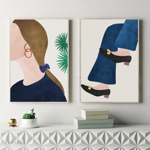 Abstract Refined Girl Art Canvas Painting Artistic Picture Nordic Fashion Poster Girl Room Living Room Wall Decor