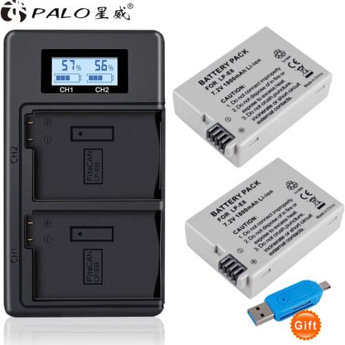 1800mah 7.4V LP-E8 LPE8 LP E8 Battery Batterie AKKU + LCD Dual Charger for Canon EOS 550D 600D 650D 700D X4 X5 X6i X7i T2i T3i