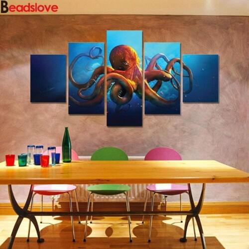 Diamond Painting 5d octopus Cross Stitch Rhinestones Diamond Embroidery Animal Home Decor Needlework Gift Handicrafts 5 pieces