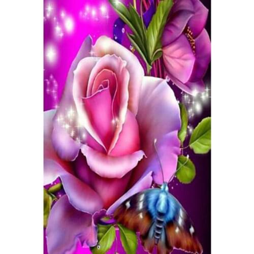 5D DIY Diamond Painting Flower Painting Red Flower Scenery Picture Square/Round Diamond Cross Stitch Embroidery Decor WG3139