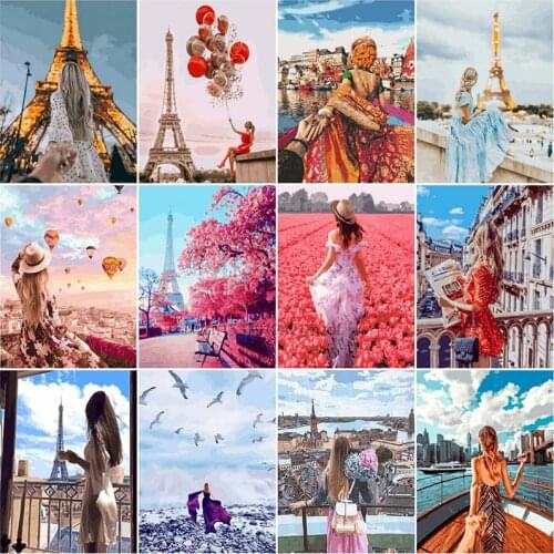 5D DIY Full Square Round Drill Diamond Painting Girl Paris Tower Landscape Diamond Mosaic Embroidery Cross Stitch Art Home Decor