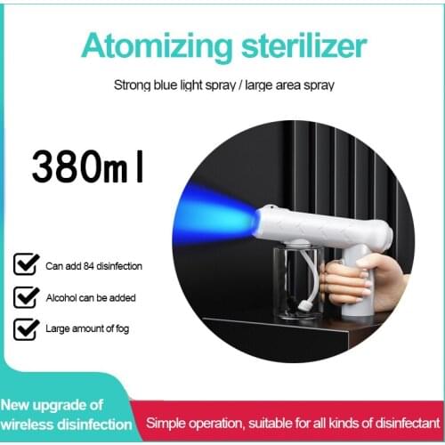 380ML Disinfection Sprayer Gun Wireless Nano Blue Light Steam Spray Sanitizing Spray Gun USB Charging Atomization Fogger Machine
