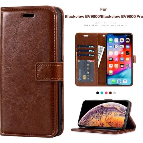 PU Leather Flip Case For Blackview BV9800 Card Silicone Photo Frame Case Wallet Cover For Blackview BV9800 Pro Business Case