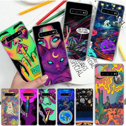 Trippy Art Aesthetic Customer Soft Cover Phone Case For Samsung Galaxy S10 S21 S20 FE S9 S8 S7 Note 10 9 8 Plus Ultra Lite J4 J6