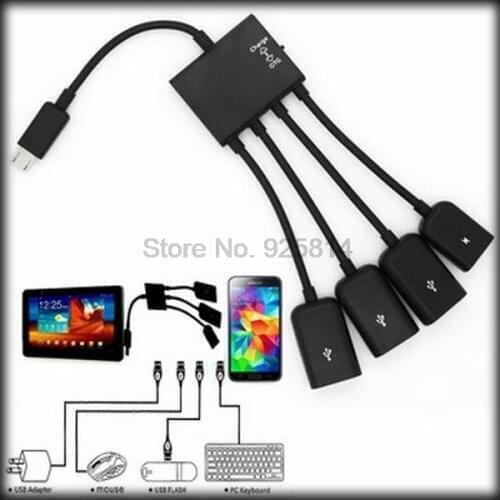 By dhl or ems 200 pieces 4 Port Micro USB Power Charging OTG Hub Cable For Android Tablet Smartphone