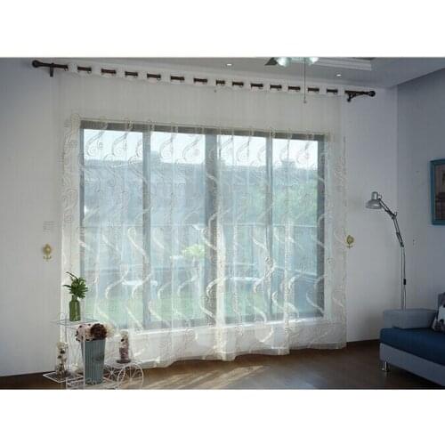 European Embroidered Voile Curtains Bedroom Sheer Curtains for Living Room Tulle Window Curtains/Panels Window Screening