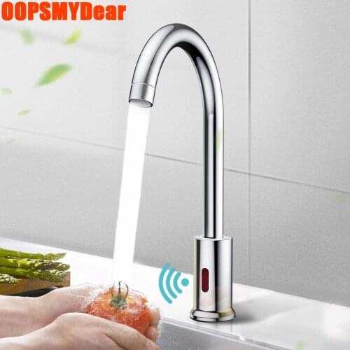 Infrared Motion Sensor Kitchen Faucet Sink Touchless Smart Induction Tap Single Cold Copper Grifo 360 Degree Rotation Torneiras