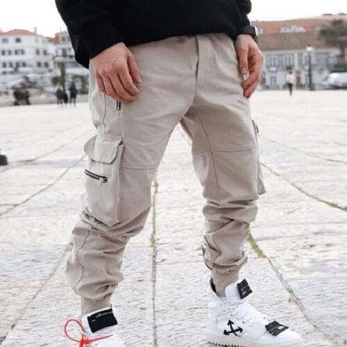 Autumn New Style Overalls Korean Version of Solid Color Large Size Multi-pocket High Street Casual Pants Mens Sports Trousers