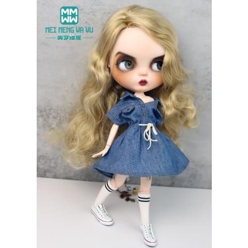 Doll clothse for 28-30cm Blyth Azone OB23 OB24 Toys doll accessorie Fashion denim skirt black, khaki, green