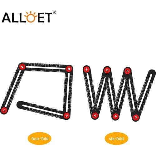 Six-Fold Ruler Tile Opening Hole Punch Locator Aluminum Alloy Guide Gauge Measuring Ruler Adjustable Tool Universal Angular