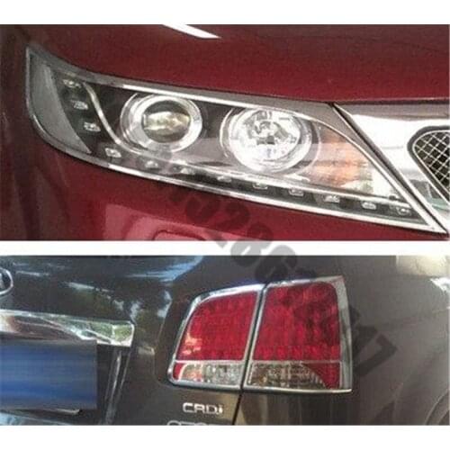 For Kia Sorento 2009-2012 ABS Chrome Front+Rear headlight Lamp Cover Trim Fog light Lamp Cover Trim Car styling
