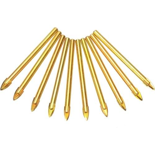 10pcs Cross Spear Head Drill Bits for Glass Ceramic Concrete Hole Opener Hard Tungsten Carbide Drilling Bit Tool