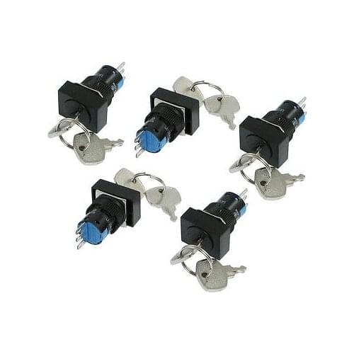 AC 250V Panel SPDT 2 Position Keylock 16mm Push Button Switch w 2 Keys