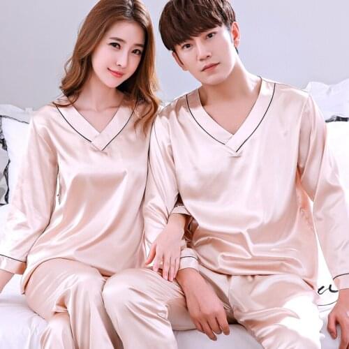 Couple Male Female Pajamas Summer Long Sleeves Korean Sleepwear Women Soft Homewear 2 Pcs Set Suit Lovers Household Wear H5524