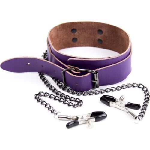 Customized Genuine Leather Neck Bras Milk Clips Black Iron Chain Clips Couple Toys Female Appliances Mimi Clips