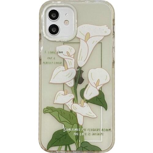 Fresh Lily Flower Transparent Case for iPhone 12 Pro Max Back Phone Cover for 12 Mini 11 Pro Max X XS XR 8 7 Plus SE 2020 Capa