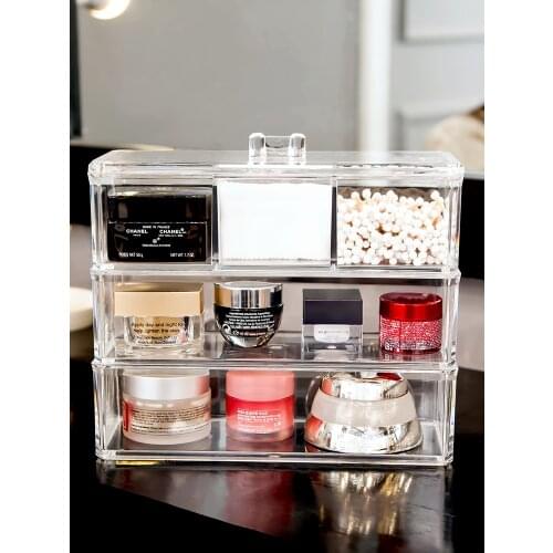 Dustproof Acrylic Makeup Organizer for Cotton Pads/Swab/Makeup Brush Storage Box Lipstick/Nail Polish Organizer with lid