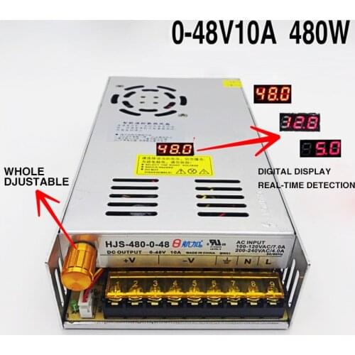 480W 10A 0-48V Adjustable Switching Power Supply HJS-480-0-48 DC voltage regulated SMPS with Digital Display 110/220VAC