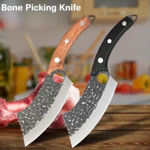 Hand-forged hammer-grain small kitchen knife Boning knife Stainless steel meat cleaver Outdoor camping knife Kitchen knife