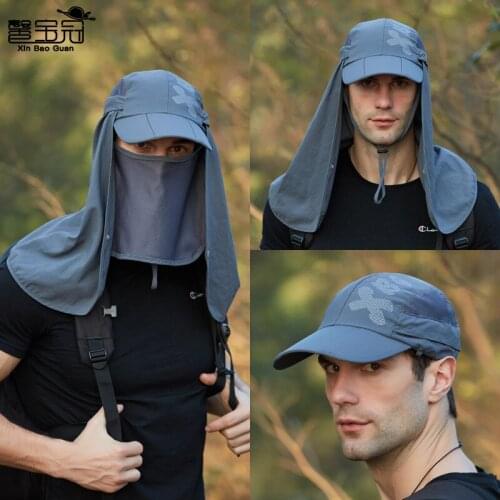 Mens and womens large shawl sun hat outdoor sun protection quick drying hat mountaineering hat summer folding baseball hat
